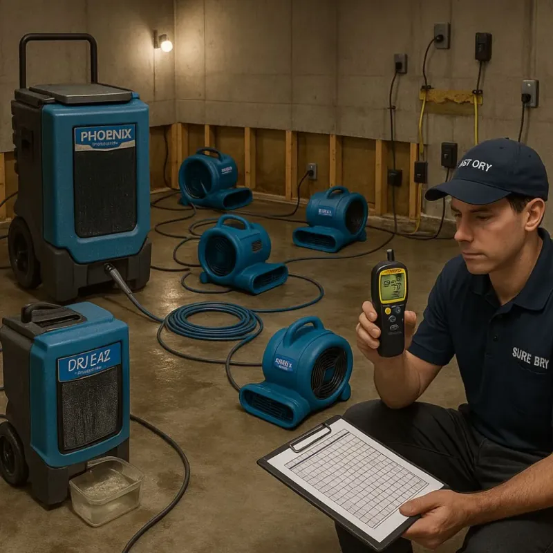 Structural Drying and Dehumidification process in Windham County, CT